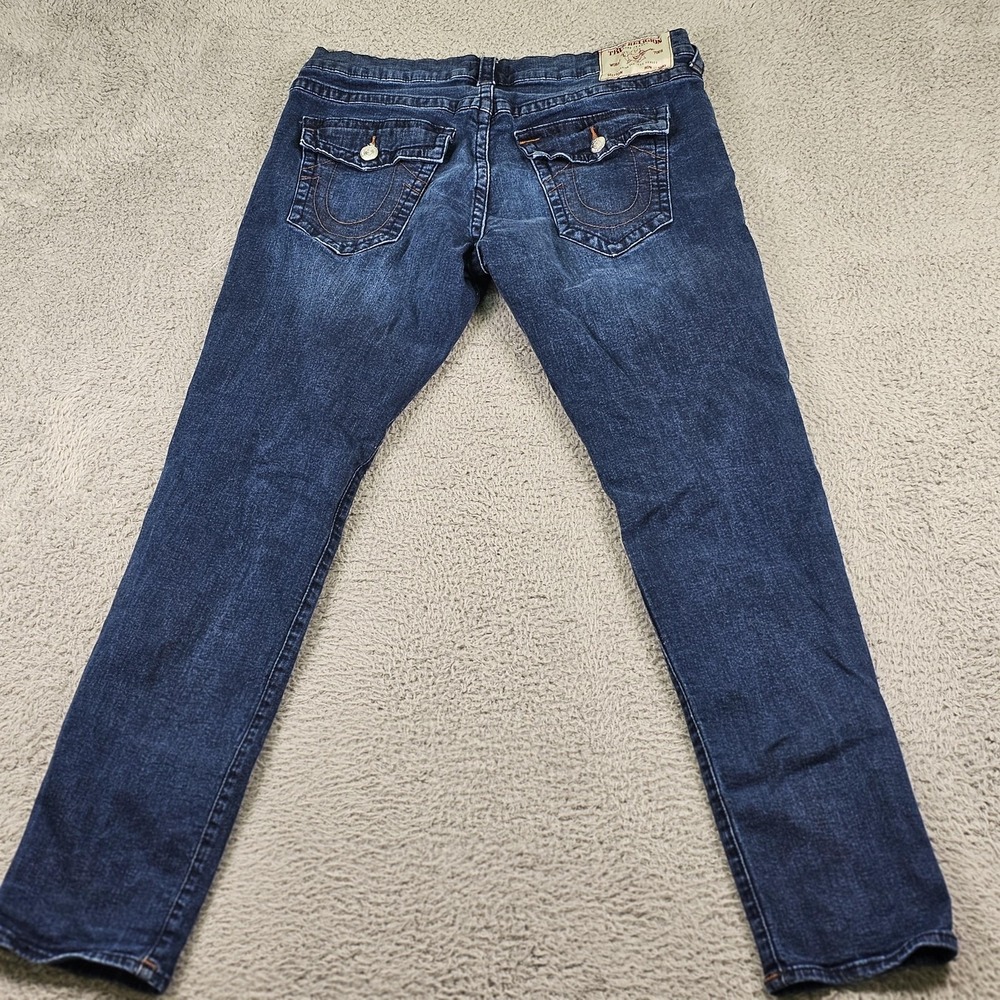 True Religion Rocco Jeans Mens 38 Blue Relaxed Skinny Denim Flap Pockets Stretch - Picture 14 of 14
